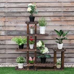 Costway Scaffale per fiori a 6 ripiani da giardino Mensola in legno per piante a scala per balcone cortile 100x25x97cm