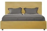 Letto Matrimoniale rivestito in Microfibra - MIKA Dimensione Rete: 160x210, Colore: Ocra, Tipologia Letto: Senza Rete