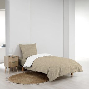 Set copripiumino e federa bianco/beige in cotone per letto singolo 140x200 cm Cadria – douceur d'intérieur
