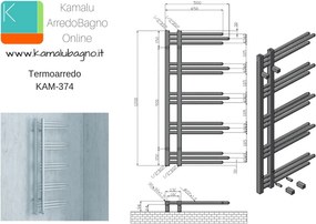Scalda bagno Termoarredo 500x1200mm modello Kam-374 - KAMALU