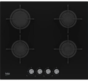 Beko - piano cottura a gas 60cm 4 fuochi 7400w vetro nero - hilg64221s