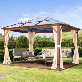 TOOLPORT Gazebo da giardino Hardtop Forest Deluxe crema, 3x4 m, look rovere - (301346)