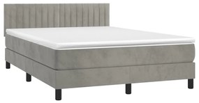 Giroletto a molle con materasso grigio chiaro 140x200cm velluto