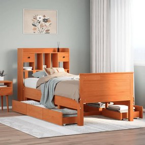Letto Libreria Senza Materasso Marrone Cera 75x190 Cm İn Pino /