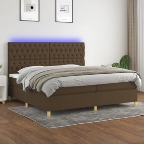 Letto a Molle Materasso e LED Marronescuro 200x200cm in Tessuto cod mxl 57013