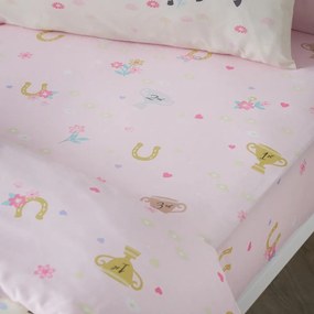 Lenzuolo con angoli per bambini rosa per letto singolo 90x190 cm Happy Horses – Catherine Lansfield