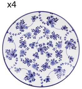 Set 4 piatti frutta fiori blu porcellana Hanami