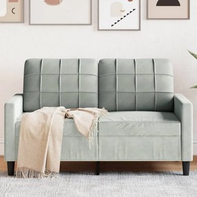 Divano A 2 Posti Grigio Chiaro 120 Cm İn Velluto /
