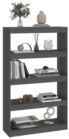 Libreria/divisorio grigio 80x30x135,5 cm in massello di pino