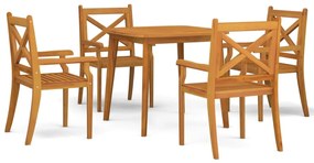 Set mobili da pranzo per giardino 5 pz legno massello di acacia