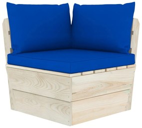 Set divani da giardino su pallet 5 pz con cuscini legno abete