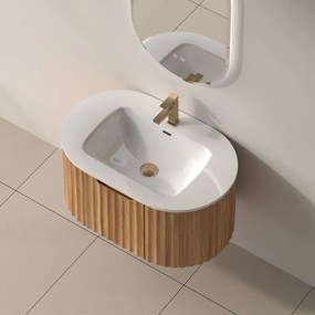 Mobile bagno curvo 80 cm cannettato con lavabo integrato | KAM-NORTH-P80 - KAMALU