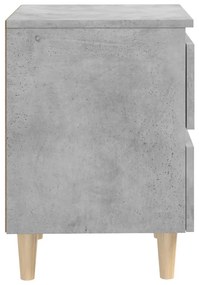 Comodini con gambe in pino 2 pz grigio cemento 40x35x50 cm