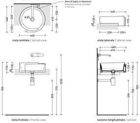 Ceramica Flaminia Roll lavabo a semincasso 44 cm in ceramica bianco lucido