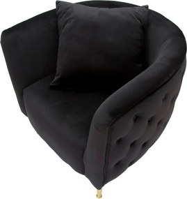 Poltrona nera con poggioli/con gambe con rivestimento in velluto Bucarest – Mauro Ferretti