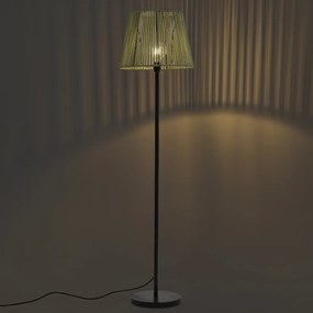 Lampada da terra per esterni nera con paralume in corda verde IP44 - Virginia Jayla