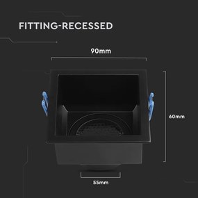 Plafoniera GU10 9x9 cm nera