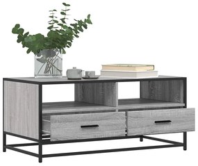 Tavolino grigio sonoma 100x50x45 cm legno multistrato e metallo