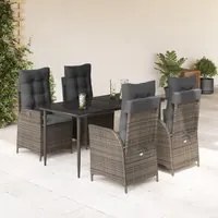 Set da Pranzo da Giardino 5 pz con Cuscini in Polyrattan Grigio 3213218