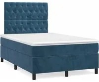 Letto a Molle Materasso e LED Blu Scuro 120x190 cm in Velluto 3270333