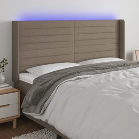Testiera A Led Tortora 163x16x118/128 Cm İn Tessuto /