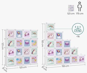 Armadio modulare per bambini con contenitori ANET colorato