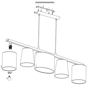 Eglo 98588 - Lampadario a sospensione con filo ALMEIDA 5xE14/25W/230V