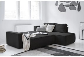 Divano letto angolare in velluto a coste color antracite Brave Dave - Miuform