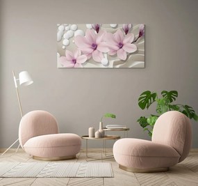 Stampa su tela – Magnolia su sfondo astratto