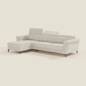 Capri Divano letto angolare con penisola contenitore e poggiatesta reclinabili - elegante tessuto smacchiabile T30