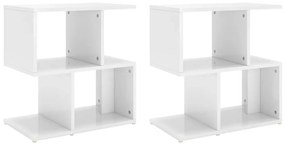 Comodini 2pz Bianco Lucido 50x30x51,5 cm in Legno Multistrato