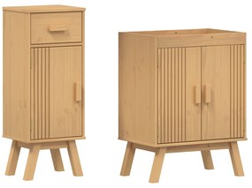 Set di mobili per bagno 2 pezzi in legno massello di pino