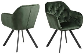 Sedia da pranzo verde in imbottito con braccioli Lola – Actona