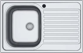 Lavello Cucina Da Appoggio In Acciaio Inox 79x50 Cm 1 Vasca Destro