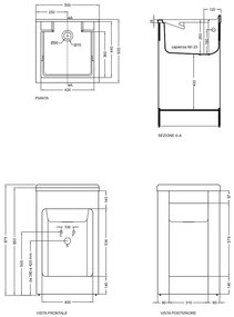 Colavene Lavacril mobile lavatoio 50x50 con serrandina a scomparsa laterale in abs metacrilato bianco