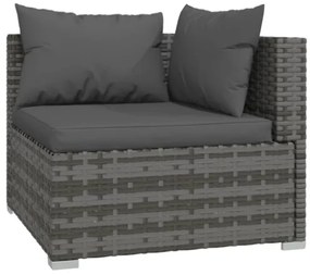 Set Divani da Giardino 12 pz con Cuscini in Polyrattan Grigio