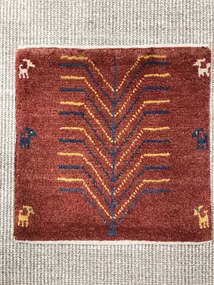 Gabbeh Tappeto 40x40 Rosso (Iran) Annodato A Mano