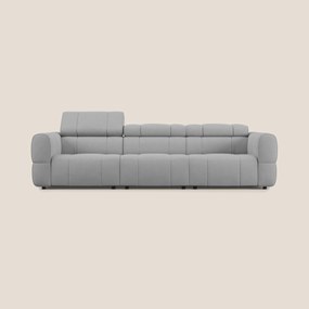 Giotto Divano modulare a 3 sedute con opzione relax elettrico in microfibra effetto velluto impermeabile T09 grigio chiaro
