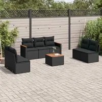 Set Divani da Giardino con Cuscini 8 pz Nero in Polyrattancod mxl 112526