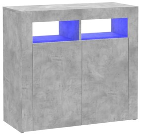 Credenza con luci led grigio cemento 80x35x75 cm