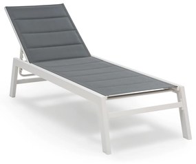 blumfeldt Renazzo Lounge Sdraio 70/30 PVC/PE Alluminio 6 Livelli bianco/grigio