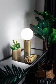 Lampada da tavolo in metallo oro spazzolato birillo 1 luce attacco ...