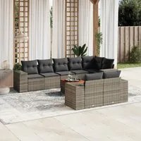 Set Divano da Giardino 9 pz con Cuscini Grigio in Polyrattan 3225535