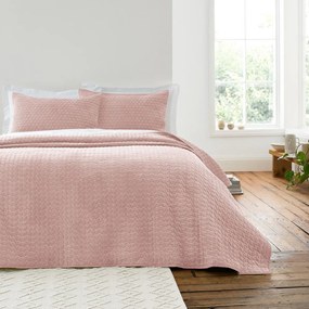Copriletto rosa polveroso in velluto con rivestimento trapuntato 240x260 cm Attica Velvet – Bianca