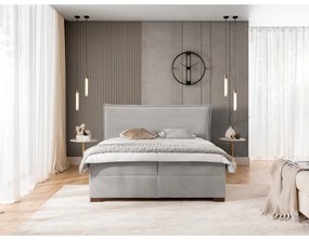 Letto boxspring grigio chiaro con contenitore 200x200 cm Lysa – Ropez