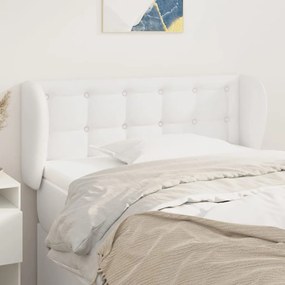 Testiera Ad Orecchio Bianca 93x23x78/88 Cm İn Similpelle /