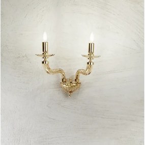 Applique VILLA a 2 luci in vetro lavorato a mano Ambra 35x28 cm