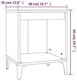 Comodini 2 pz in Bianco Lucido 40x35x50 cm