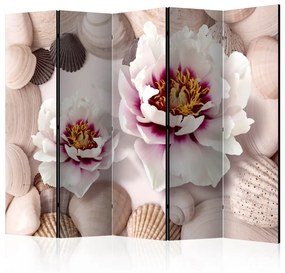 Paravento design Fiori e conchiglie II (5 parti) - collage romantico luminoso
