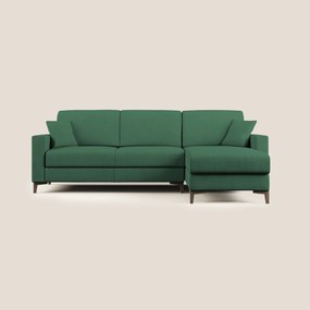 Kafka divano letto angolare in morbido tessuto impermeabile T02 verde 282 cm destro (mat. 140x197)
